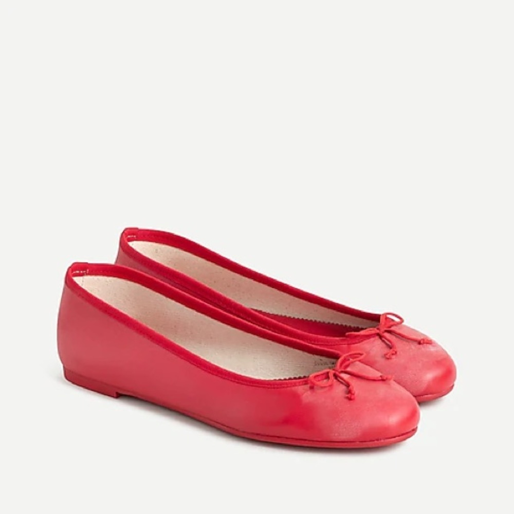 NEW J Crew Classic Leather Red Ballet Flats